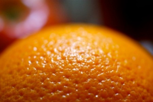 The skin of an orange
